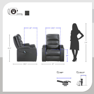 Olleris Power Reclining Chair with Power Headrest, Cup Holders, Receptacles and USB Ports