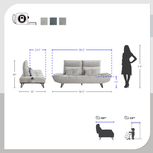 Gandra Chenille Sofa with Power Adjustable Seat Depth