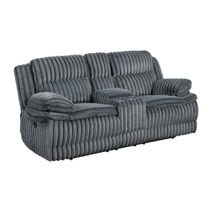 Medora Corduroy Manual Double Reclining Loveseat with Console