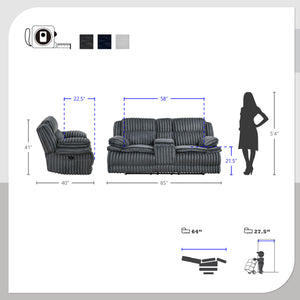 Medora 2-Piece Corduroy Fabric Manual Reclining Sofa Set