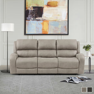 Mabel Polished Microfiber Manual Double Reclining Sofa