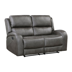 Mabel Polished Microfiber Manual Double Reclining Loveseat