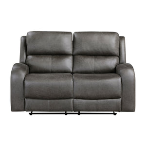 Mabel Polished Microfiber Manual Double Reclining Loveseat