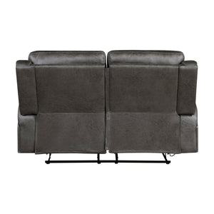 Mabel Polished Microfiber Manual Double Reclining Loveseat