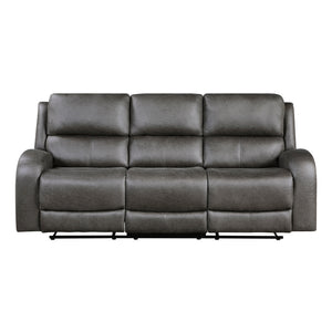 Mabel Polished Microfiber Manual Double Reclining Sofa