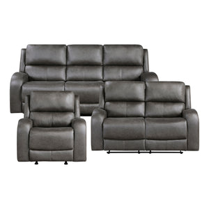 Mabel 3-Piece Polished Microfiber Manual Reclining Sofa Set