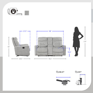 Mandevilla 2-Piece Chenille Manual Reclining Sofa Set