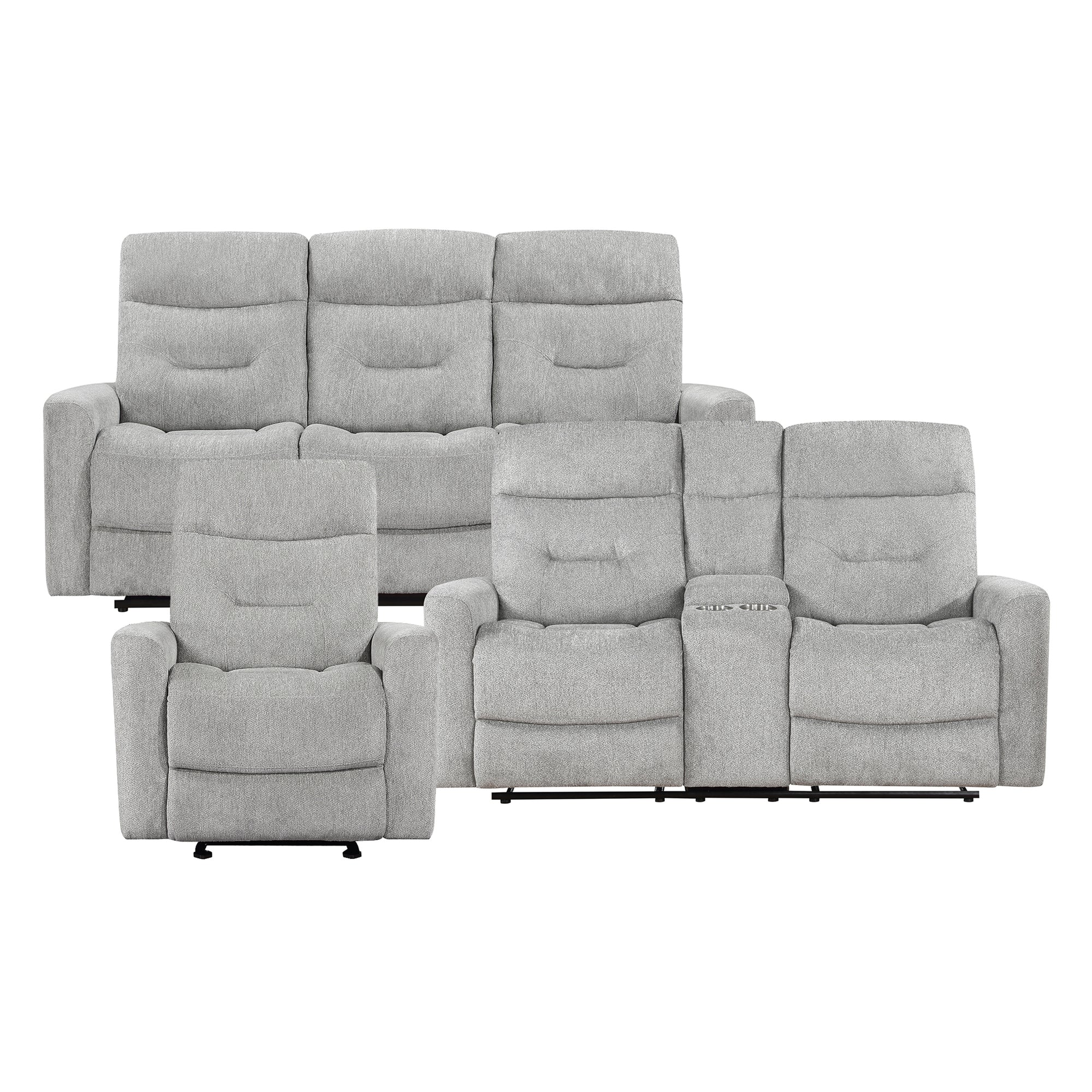 Mandevilla 3-Piece Chenille Manual Reclining Sofa Set