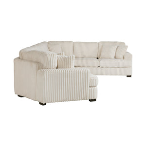 Garreau Corduroy Fabric 4-Piece Sectional with Left Cuddler