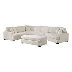 Garreau Corduroy Fabric 5-Piece Sectional with Right Cuddler and Ottoman