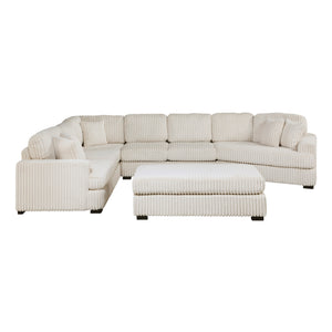 Garreau Corduroy Fabric 5-Piece Sectional with Right Cuddler and Ottoman