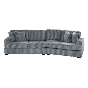 Garreau Corduroy Fabric 2-Piece Sectional with Right Cuddler