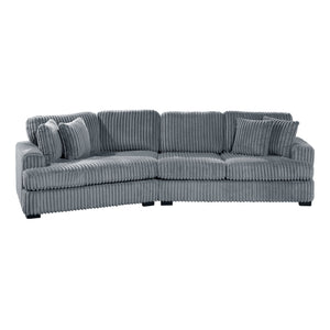 Garreau Corduroy Fabric 2-Piece Sectional with Left Cuddler