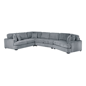 Garreau Corduroy Fabric 4-Piece Sectional with Right Cuddler