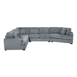 Garreau Corduroy Fabric 4-Piece Sectional with Right Cuddler