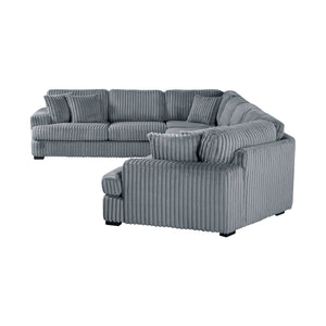 Garreau Corduroy Fabric 4-Piece Sectional with Right Cuddler