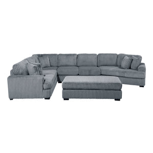 Garreau Corduroy Fabric 5-Piece Sectional with Right Cuddler and Ottoman