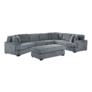 Garreau Corduroy Fabric 5-Piece Sectional with Left Cuddler and Ottoman