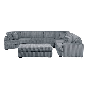 Garreau Corduroy Fabric 5-Piece Sectional with Left Cuddler and Ottoman