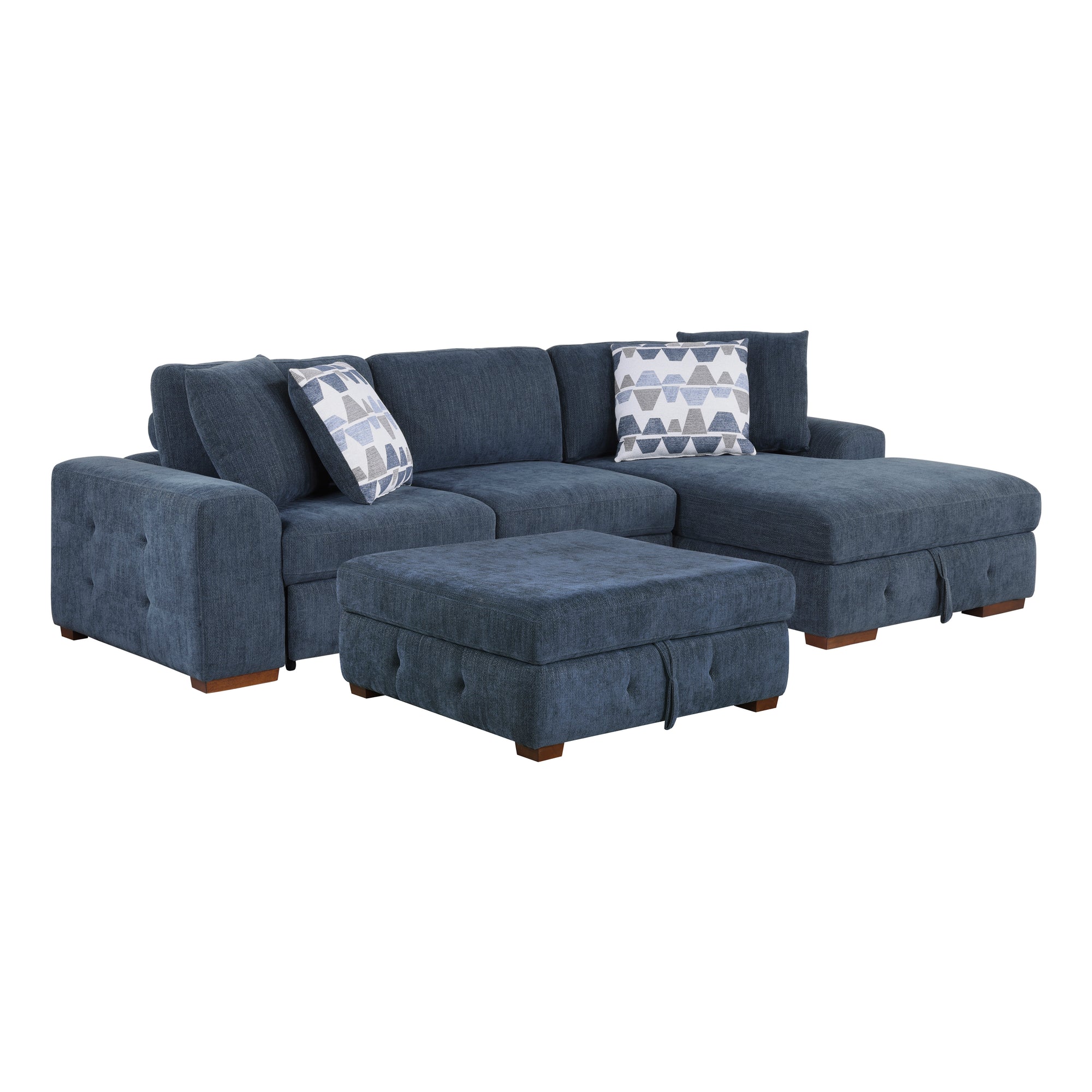 Gillam 3-Piece Sectional Sofa Sleeper with Right Chaise and Ottoman