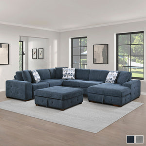 Gillam 5-Piece Sectional Sofa Sleeper with Right Chaise and Ottoman