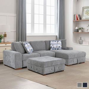 Gillam 3-Piece Sectional Sofa Sleeper with Right Chaise and Ottoman