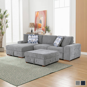 Gillam 3-Piece Sectional Sofa Sleeper with Left Chaise and Ottoman