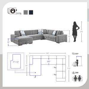 Gillam 4-Piece Sectional Sofa Sleeper with Left Chaise
