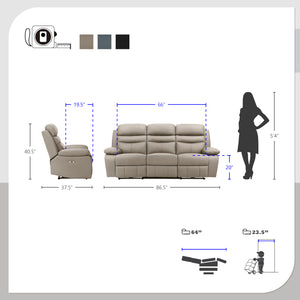 Peperomia 3-Piece Leather Match Power Reclining Sofa Set