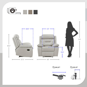 Papyrus 3-Piece Leather Match Manual Reclining Sofa Set