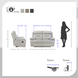 Papyrus 3-Piece Leather Match Manual Reclining Sofa Set