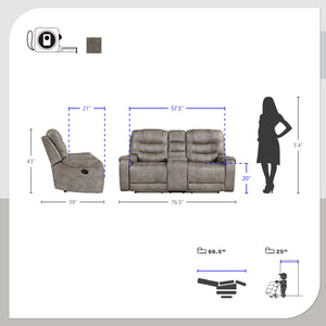 Gerald 2-Piece Microfiber Manual Reclining Sofa Set