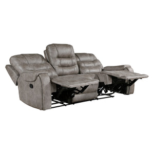 Gerald Microfiber Manual Double Reclining Sofa