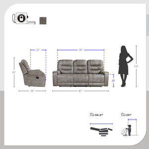 Gerald Microfiber Manual Double Reclining Sofa