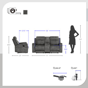 Liriope 2-Piece Microfiber Manual Reclining Sofa Set