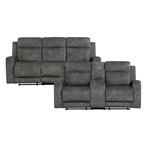 Liriope 2-Piece Microfiber Manual Reclining Sofa Set