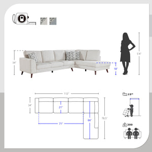 Valley 2-Piece Chenille Sectional and Right Chaise