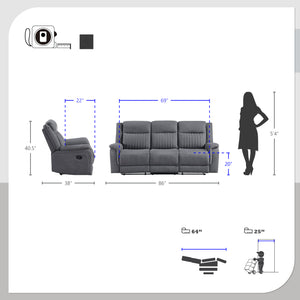 Lenore Microfiber Manual Double Reclining Sofa