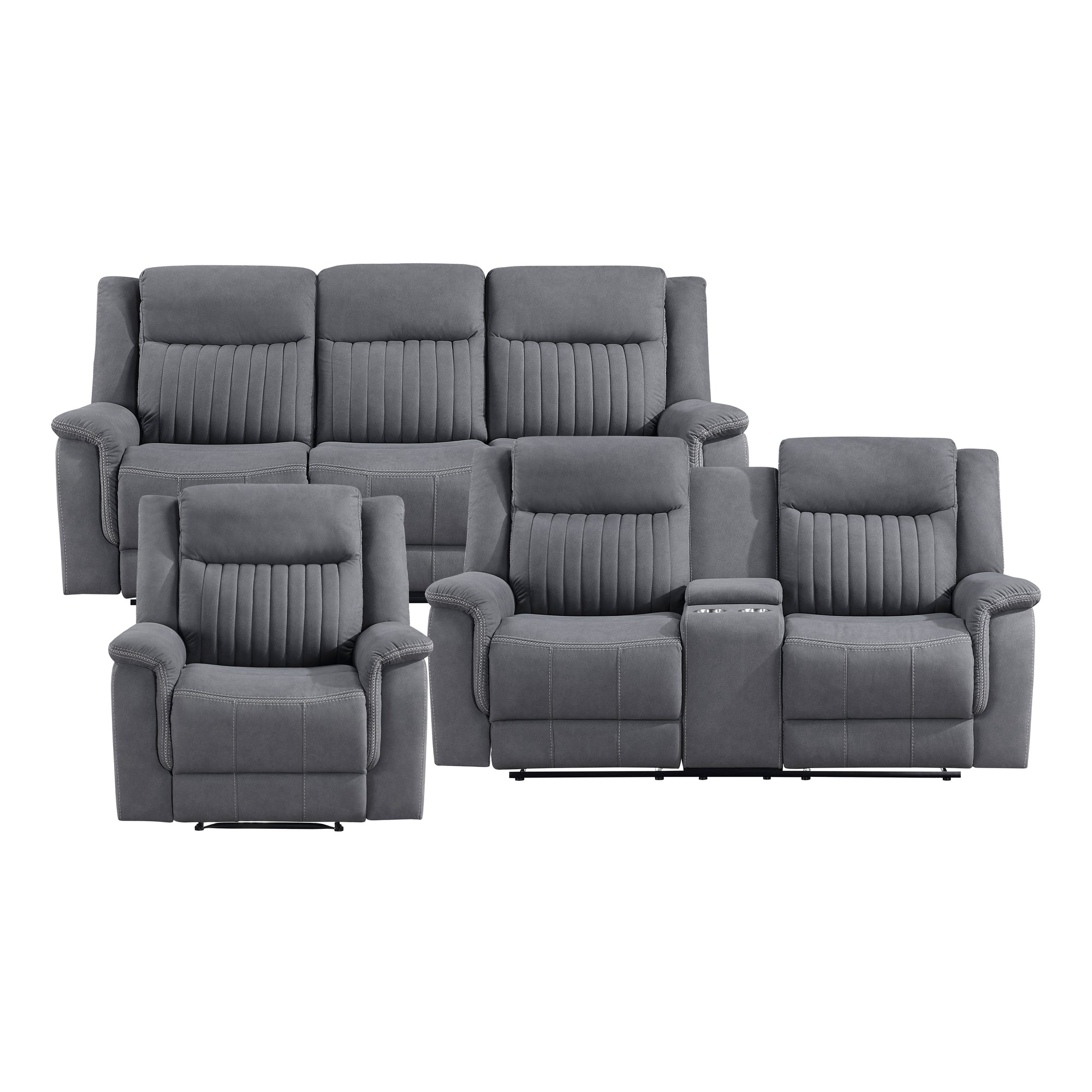 Lenore 3-Piece Microfiber Manual Reclining Sofa Set