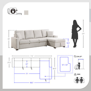 Bernard 2-Piece Sectional Sofa Sleeper with Right Chaise