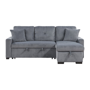 Jessenia Corduroy 3-Piece Reversible Sectional with Pull-out Bed