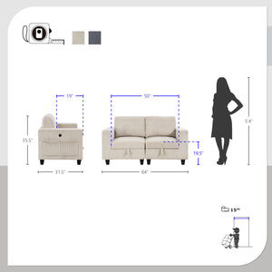 Kenlis Corduroy Living Room Loveseat