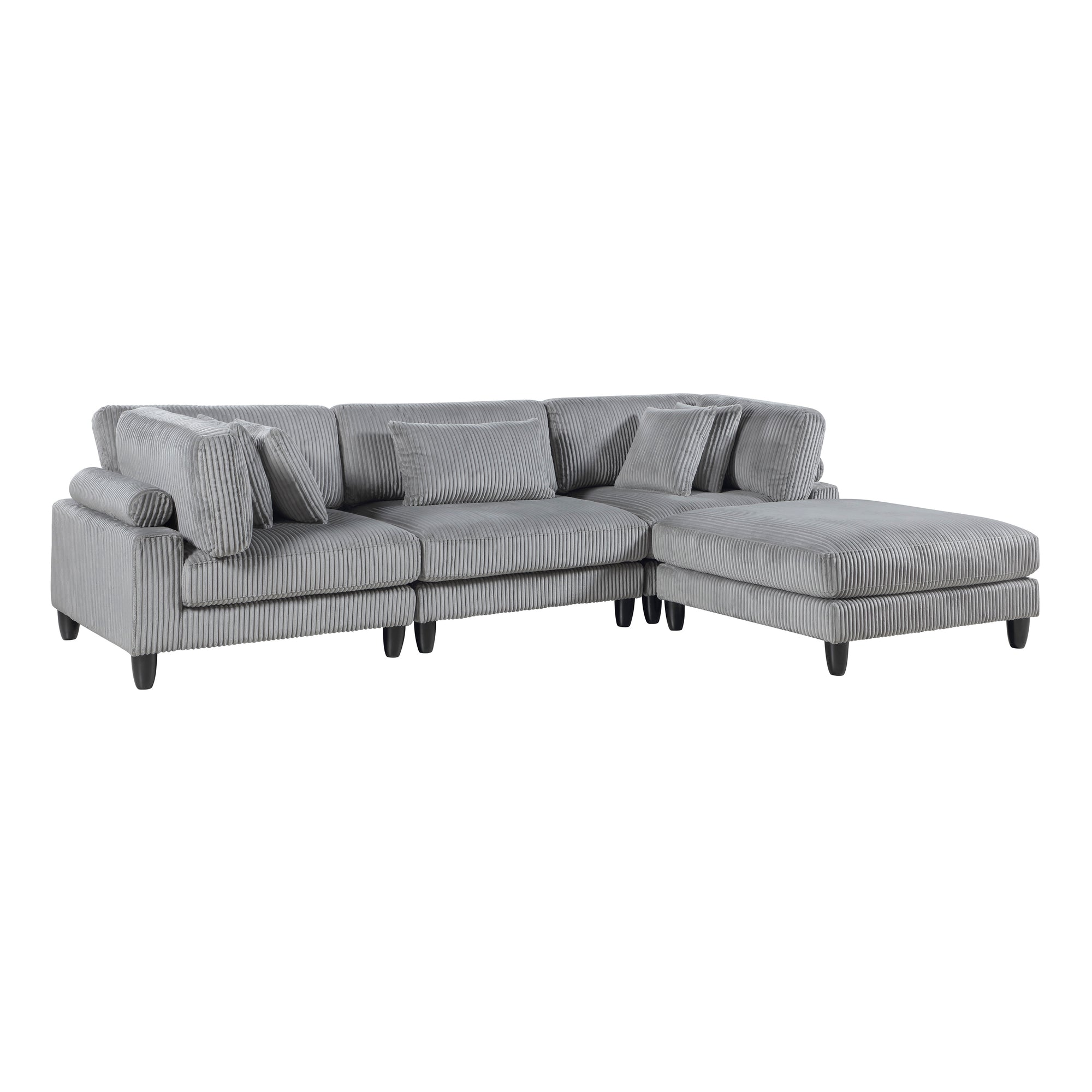 Jonas Corduroy 4-Piece Modular Sectional with Ottoman