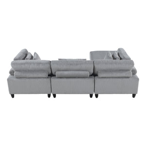 Jonas Corduroy 4-Piece Modular Sectional with Ottoman