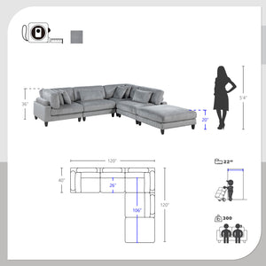 Jonas Corduroy 5-Piece Modular Sectional with Ottoman