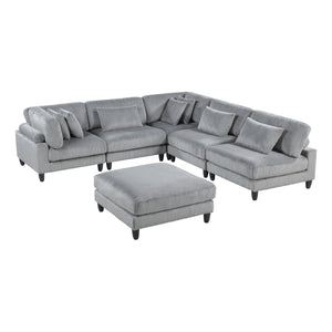 Jonas Corduroy 6-Piece Modular Sectional Sofa with Ottoman