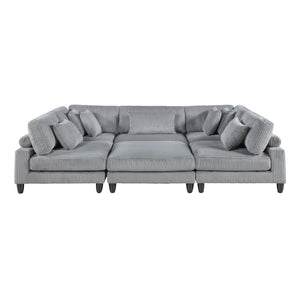 Jonas Corduroy 6-Piece Modular Sectional Sofa with Ottoman