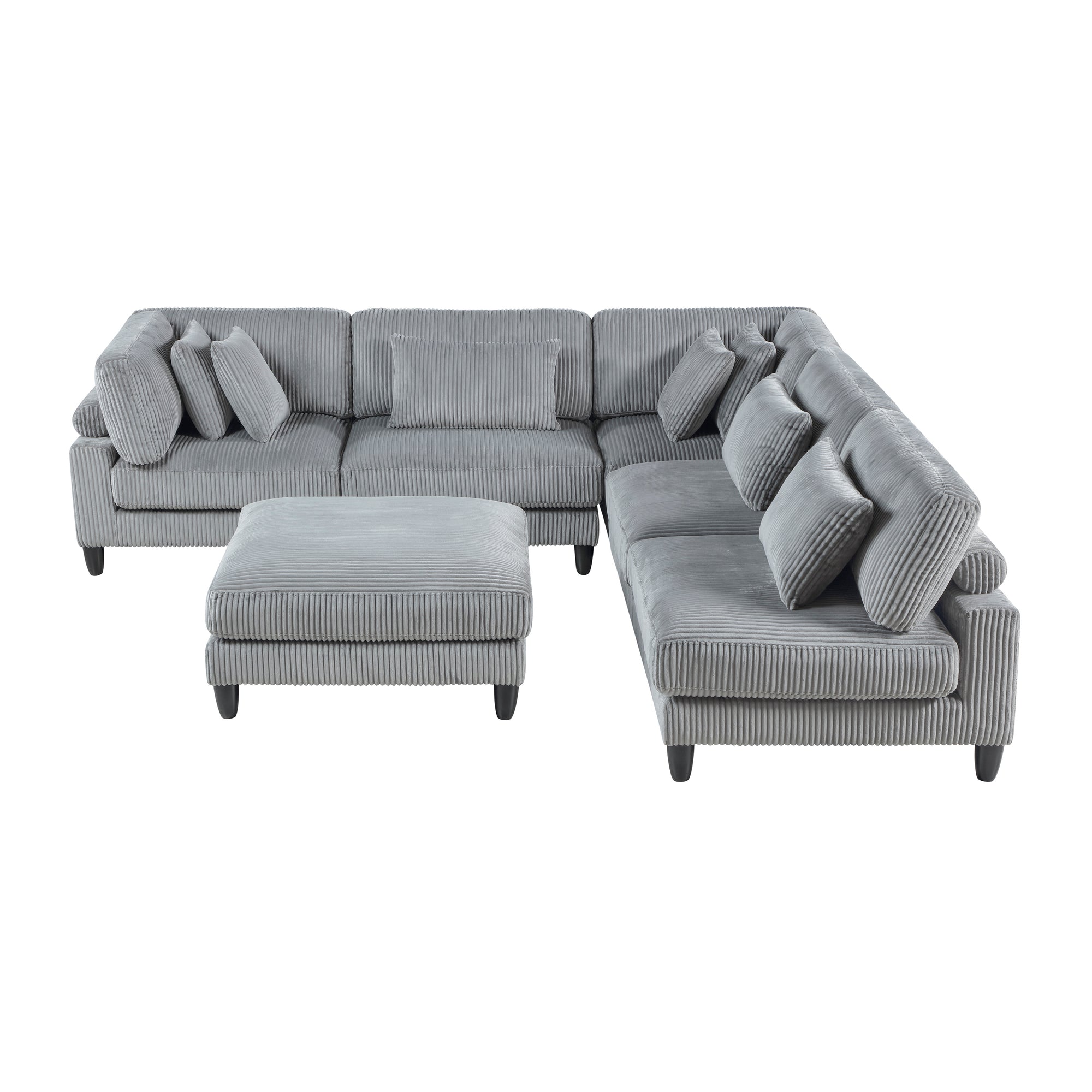 Jonas Corduroy 6-Piece Modular Sectional Sofa with Ottoman