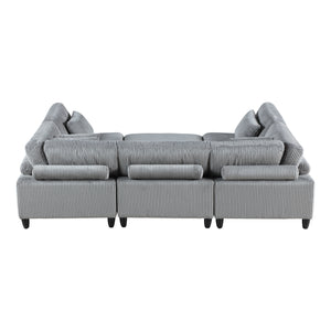 Jonas Corduroy 6-Piece Modular Sectional Sofa with Ottoman