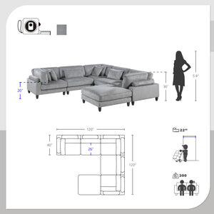 Jonas Corduroy 6-Piece Modular Sectional Sofa